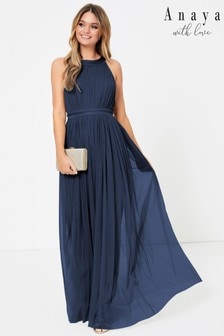 Anaya With Love Navy Blue Halter Maxi Dress (R45439) | €39