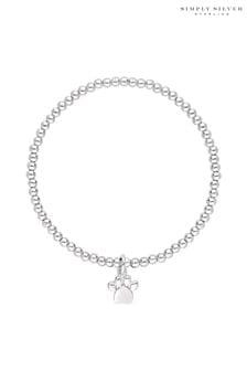 Simply Silver Stretch-Armband mit Perlen und Pfotenanhänger (R45805) | 54 €