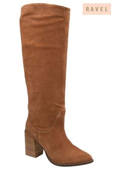 Ravel Brown Leather Pull On Knee High Boot (R45841) | 195 €