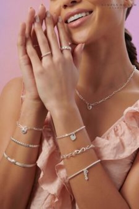 Simply Silver Sterling Silver 925 Heart Row Bracelet (R46448) | 60 €