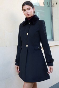 Lipsy Faux Fur Trim Princess Coat