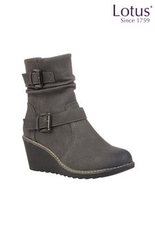 Lotus Footwear Grey Casual Wedge Boot (R48751) | $82