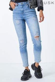 Dusk Light Blue Skinny Ripped Stretch Jeans (R49568) | $66