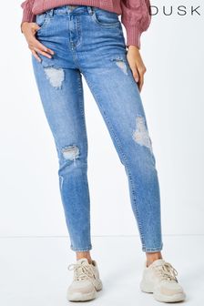 Dusk Mid Blue Skinny Ripped Stretch Jeans (R49569) | $66
