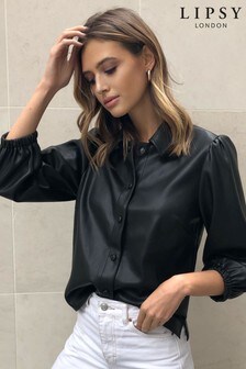 Lipsy Black Faux Leather Shirt (R51249) | 51 €