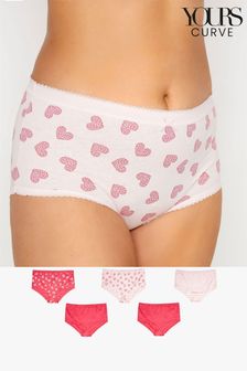 Yours Curve Pink 5 Pack Cotton Full Briefs (R51628) | ₪ 79
