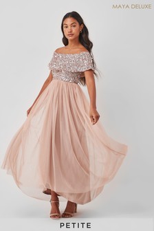 Maya Pink Petite Embellished Bardot Maxi Dress (R53059) | kr1 345