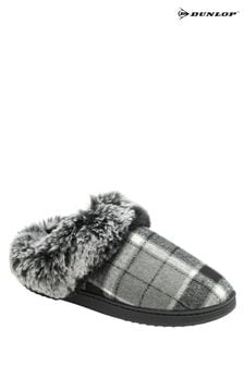 Dunlop Grey Ladies Denice Checked Fleece Slip-On Slippers (R53923) | 31 €