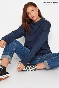 Long Tall Sally Blue Ribbed Funnel Neck Jumper (R54661) | 34 €