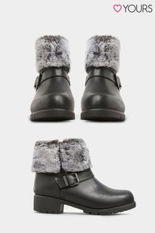 Yours Black Yours Atri Faux Fur Cuff Buckle Ankle Boot (R55536) | 22 €