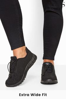 Yours Curve Black Extra Wide Fit Wide Fit Titania Gem Trainers (R55542) | €43