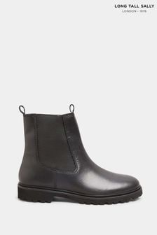 Long Tall Sally Black Leather Cleated Chelsea Boot (R55882) | €21.50