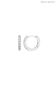 Estella Bartlett Silver Pave Set Hoop Earrings with White CZ (R56803) | INR 3,490
