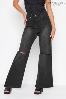 PixieGirl Petite Black Distressed Wide Leg Jean (R56898) | €21