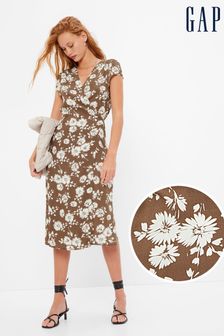 Gap Brown Floral Midi Wrap Dress (R57062) | 56 €