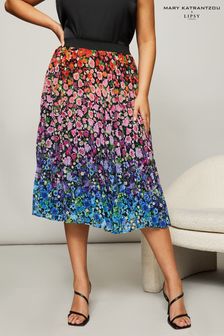 Mary Katrantzou x Lipsy Black Curve Bright Pleated Midi Skirt (R57183) | $62