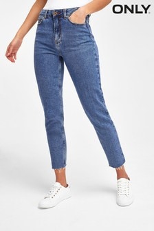 Modrá - Skrátené džínsy rovného strihu s vysokým pásom Only (R57520) | €32