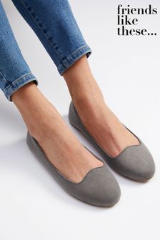 Friends Like These Grey Regular Fit Slipper Cut Ballerina Pump (R59560) | ₪ 51
