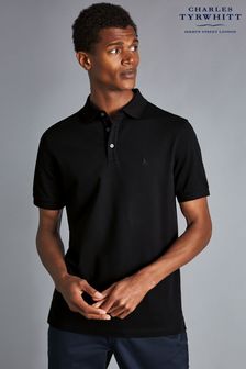 Charles Tyrwhitt Black Short Sleeve Pique Polo Shirt (R59669) | ₪ 128