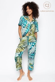 Cyberjammies Green Eleanor Palm Leaf Print Pyjama Set (R60355) | 34 €