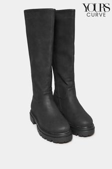 Yours Curve Black Extra Wide Fit Wide Fit Cleated Calf Boot (R61015) | €29