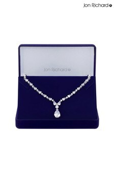 Jon Richard Silver Rhodium Plated Cubic Zirconia Graduated Peardrop Short Pendant Necklace - Gift Boxed (R61391) | 94 €