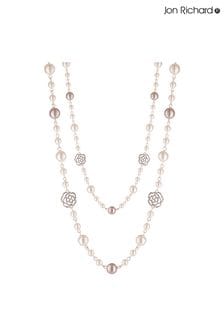 Jon Richard Beschichtete Pavé-Halskette mit Kristall- und Perlendesign, Pink/Creme (R61470) | 39 €