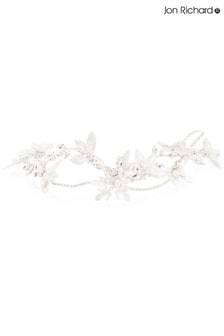 Jon Richard Silver Gloria Silver Plated Cross Over Brushed Leaf And Pearl Hair Vine - Gift Pouch (R61550) | €40