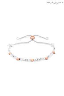 Simply Silver 925 Two-Tone Heart Toggle Bracelet