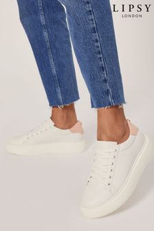 Lipsy White Lace Up Flatform Trainer (R62123) | €33