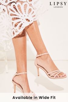 Tělově růžová - Lipsy úzké sandály na podpatku (R62405) | 1 425 Kč