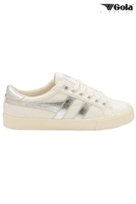 Gola White and Silver Tennis Mark Cox Canvas Lace-Up Trainers (R63574) | 87 €