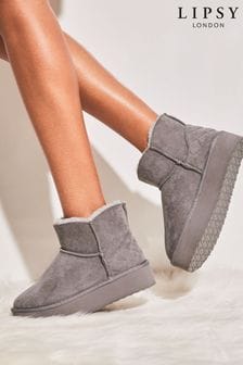 Siva - Lipsy Warm Lined Faux Suede Low Ankle Pull-on Boots (R64161) | €28