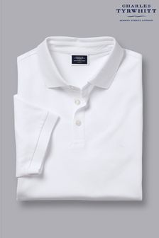 לבן - חולצת פולו פיקה עם שרוול קצר של Charles Tyrwhitt  (R64760) | ‏128 ₪