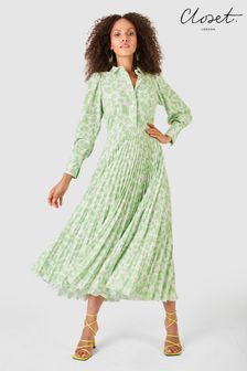 Closet Green London Pleated Shirt Dress (R65724) | ₪ 605