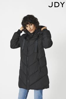 JDY Black  Longline Hooded Padded Coat (R69052) | €32