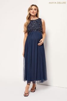 Темно-синий - Платье миди для беременных с отделкой лифа пайетками Maya (R69115) | €106
