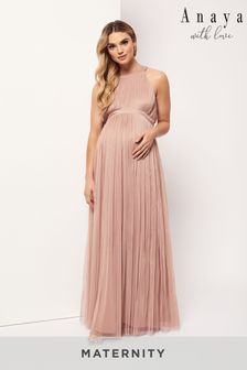 Anaya With Love Light Pink Maternity Halter Neck Maxi Dress (R69131) | €30