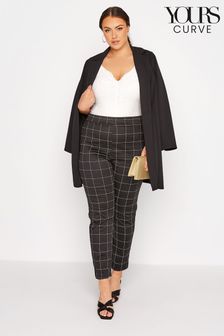 Yours Curve Black Windowpane Ponte Trousers (R69163) | ₪ 112