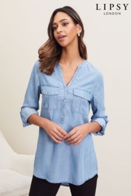 Lipsy Blue Utility Lightweight Denim Shirt (R69375) | $53
