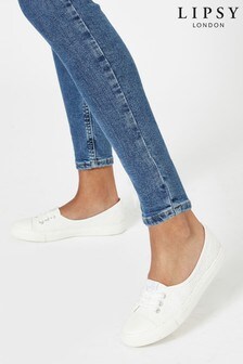 Lipsy White Brodeire Lace Up Pump Trainer (R70261) | €25