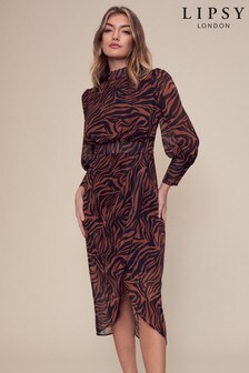 Robe Lipsy mi-longue à jupe portefeuille 