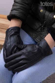 Черный - Кожаные перчатки Totes 3 Point Smartouch (R71181) | €26
