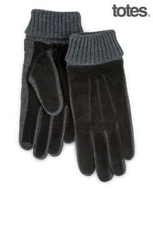 Totes Black Mens Suede & Knit Glove Smart Touch (R71187) | ₪ 102