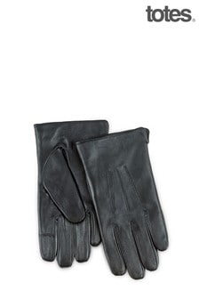 Totes Black Mens 3 Point Leather Glove W Water Repellent Smartouch (R71188) | 40 €