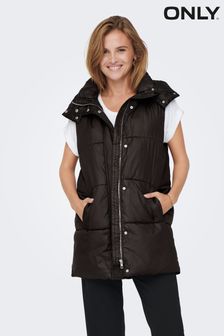 ONLY Brown Padded Longline Hooded Gilet (R71379) | €22.50
