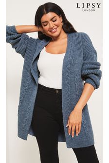 Lipsy Chambray Blue Curve Mixed Cable Cardigan (R71889) | $61