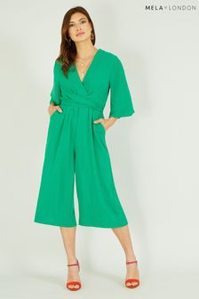Mela Green Kimono Style Jumpsuit With Tie Waist and Pockets (R72777) | €25