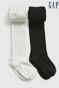 Gap White Kids Solid Cotton Tights (2-Pack) (R72836) | €7