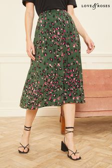 חאקי ירוק חייתי - חצאית מידי עם קפלים של Love & Roses (R72858) | ‏102 ₪